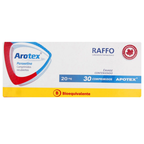 Arotex Paroxetina 20 mg 30 Comprimidos