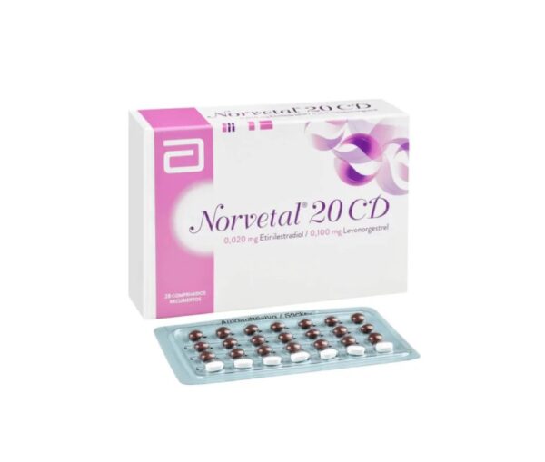 Norvetal 20 CD Levonorgestrel 100 mcg Etinilestradiol 20 mcg 28 Comprimidos Recubiertos
