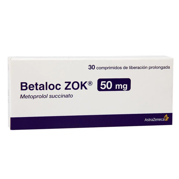 Betaloc Zok 50 Metoprolol Succinato 47.5 mg 30 Comprimidos Liberacion Prolongada