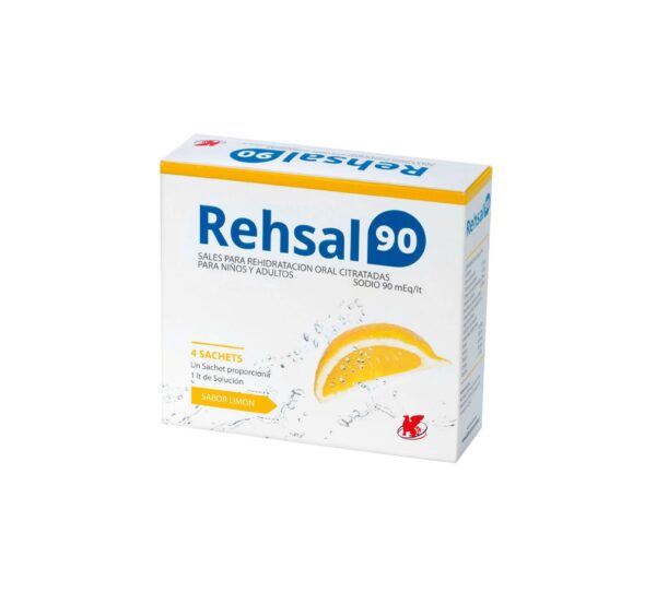 Rehsal-90 Sales Hidratantes Sodio 4 Sobres Sabor Limón
